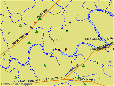 Mascot, Tennessee environmental map by EPA