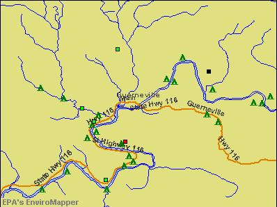 Guerneville, California environmental map by EPA