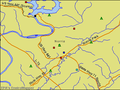 Norris, Tennessee environmental map by EPA