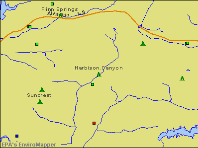 Harbison Canyon, California environmental map by EPA