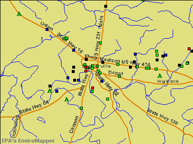 Shelbyville, Tennessee environmental map by EPA