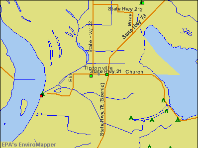 Tiptonville, Tennessee environmental map by EPA