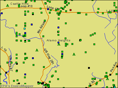 Alamo Heights, Texas environmental map by EPA