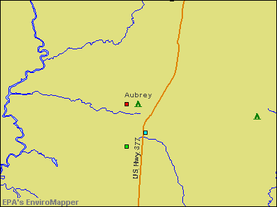 Aubrey, Texas environmental map by EPA