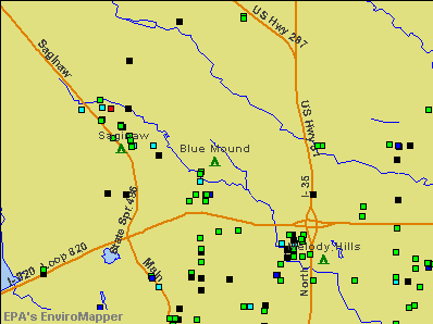 Blue Mound, Texas environmental map by EPA