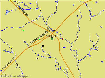 Caldwell, Texas environmental map by EPA