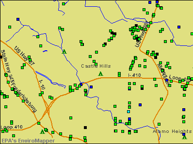 Castle Hills, Texas environmental map by EPA