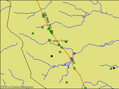 Cedar Park, Texas environmental map by EPA