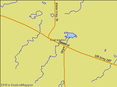 Clarendon, Texas environmental map by EPA