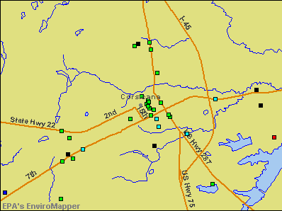 Corsicana, Texas environmental map by EPA