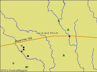 Cut and Shoot, Texas environmental map by EPA