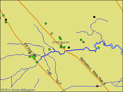 Dickinson, Texas environmental map by EPA