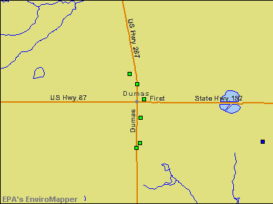 Dumas, Texas environmental map by EPA