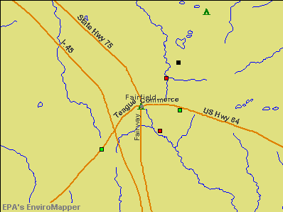 Fairfield, Texas environmental map by EPA