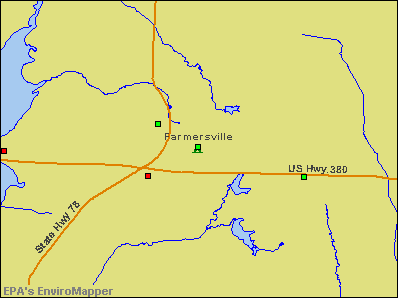 Farmersville, Texas environmental map by EPA
