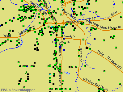 Fort Worth, Texas environmental map by EPA