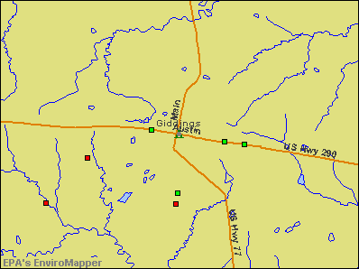 Giddings, Texas environmental map by EPA