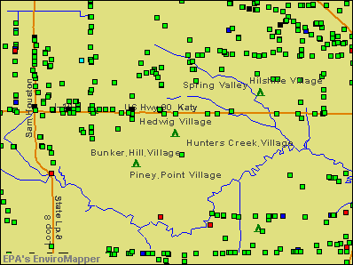 Hedwig Village, Texas environmental map by EPA