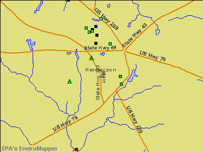 Henderson, Texas environmental map by EPA