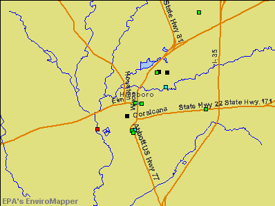 Hillsboro, Texas environmental map by EPA