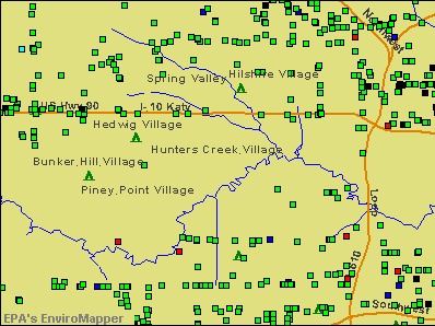 Hunters Creek Village, Texas environmental map by EPA