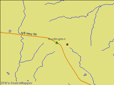 Huntington, Texas environmental map by EPA