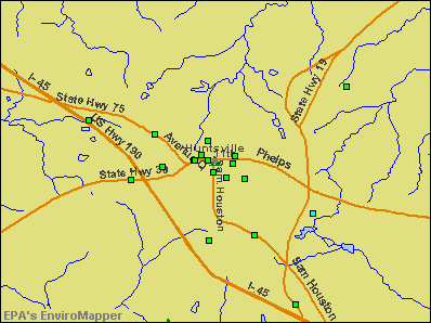 Huntsville, Texas environmental map by EPA