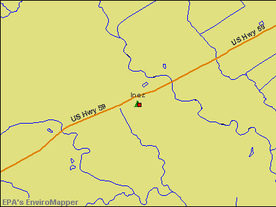 Inez, Texas environmental map by EPA