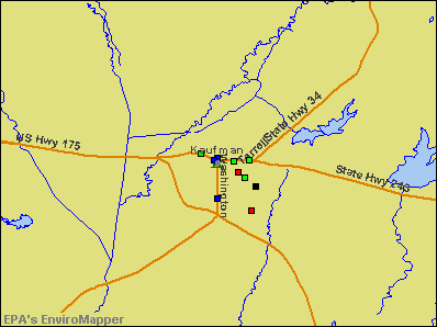 Kaufman, Texas environmental map by EPA