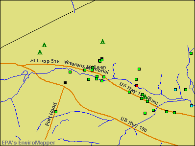 Killeen, Texas environmental map by EPA