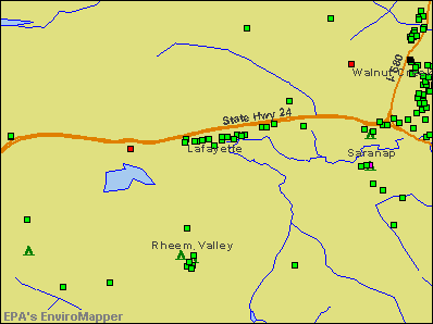 Lafayette, California environmental map by EPA