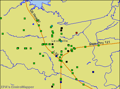 Lewisville, Texas environmental map by EPA