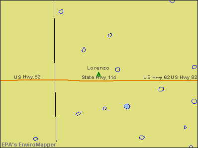 Lorenzo, Texas environmental map by EPA