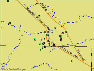 Mansfield, Texas environmental map by EPA
