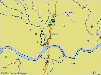 Marble Falls, Texas environmental map by EPA