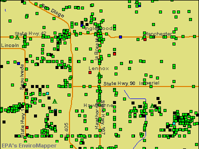 Lennox, California environmental map by EPA