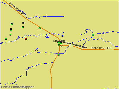 Lincoln, California environmental map by EPA