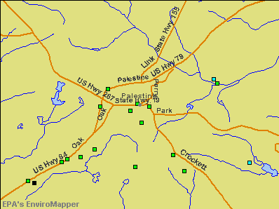 Palestine, Texas environmental map by EPA