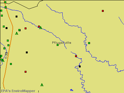 Pflugerville, Texas environmental map by EPA