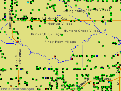 Piney Point Village, Texas environmental map by EPA