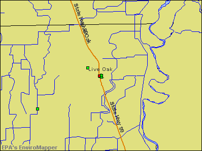 Live Oak, California environmental map by EPA