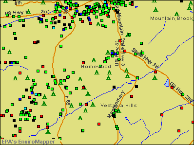 Homewood, Alabama environmental map by EPA