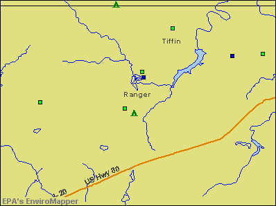 Ranger, Texas environmental map by EPA