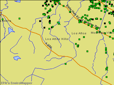 Los Altos Hills, California environmental map by EPA