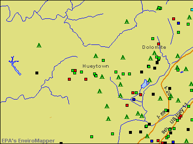 Hueytown, Alabama environmental map by EPA