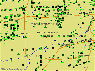 Southside Place, Texas environmental map by EPA