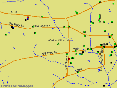 Wake Village, Texas environmental map by EPA