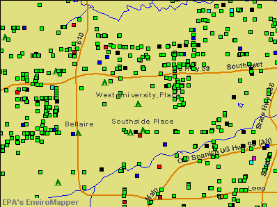 West University Place, Texas environmental map by EPA