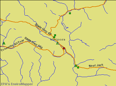 Mariposa, California environmental map by EPA