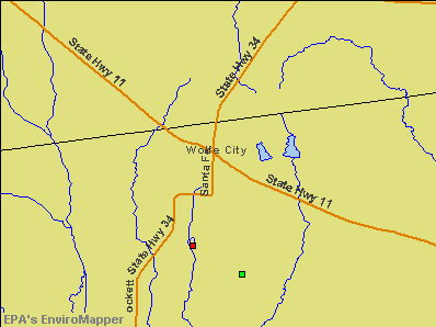 Wolfe City, Texas environmental map by EPA
